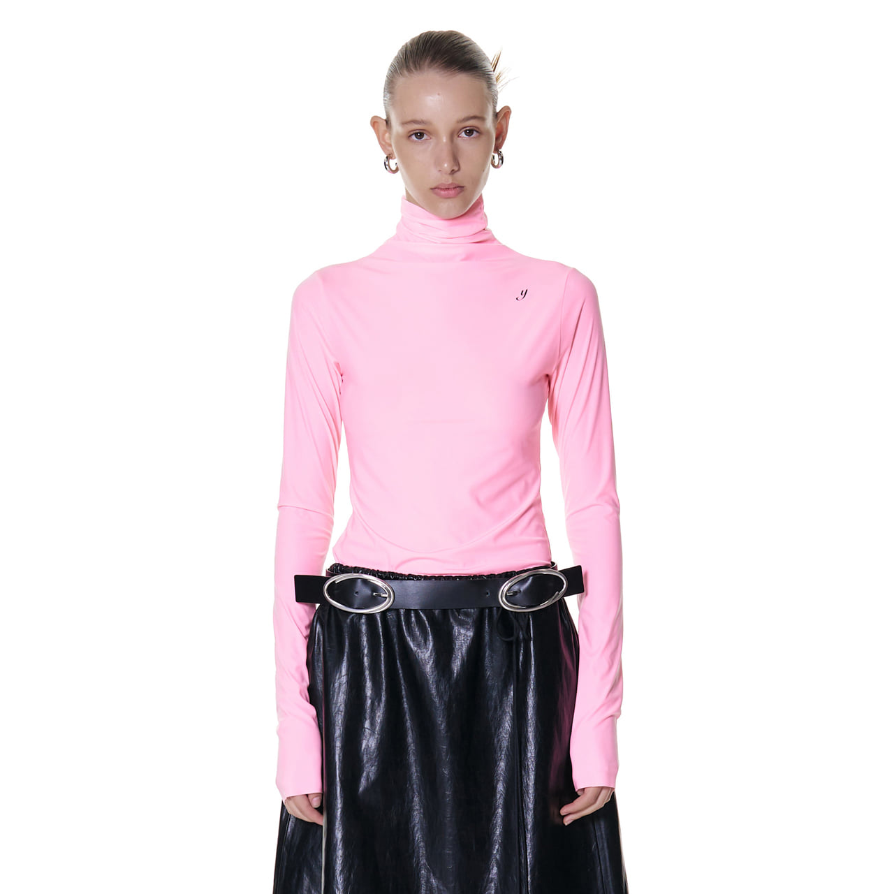 Basic Jersey Turtle Neck Top (Pink)